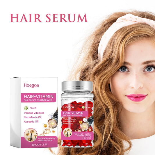 Hoegoa Hot Sale Leave No Rinse Hair Vitamin Capsules Hair Serum for Women Men Moisturizing Glossy & Smooth Hair Care Essence