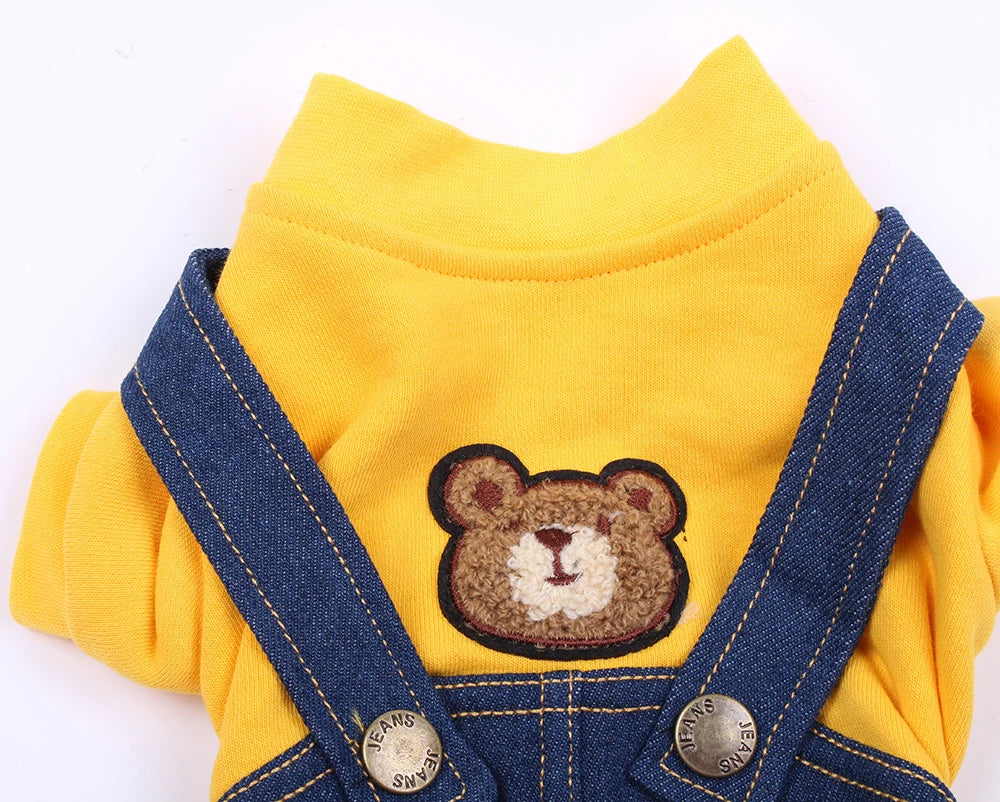 New Pet Jumpsuit Rompers Dog Hoodie Denim Coat T-Shirt Cat Puppy  Jacket Autumn/Winter Clothes Apparel