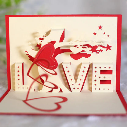 3D Pop UP Cards Valentines Day Gift Postcard with Envelope Stickers Cherry Tree Wedding & Engagement Invitation Greeting Cards