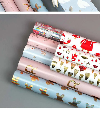 Fold 50*70cm wrapping paper Valentine Aluminum Foil Gradient Holiday gift paper Christmas gift wrapping paper