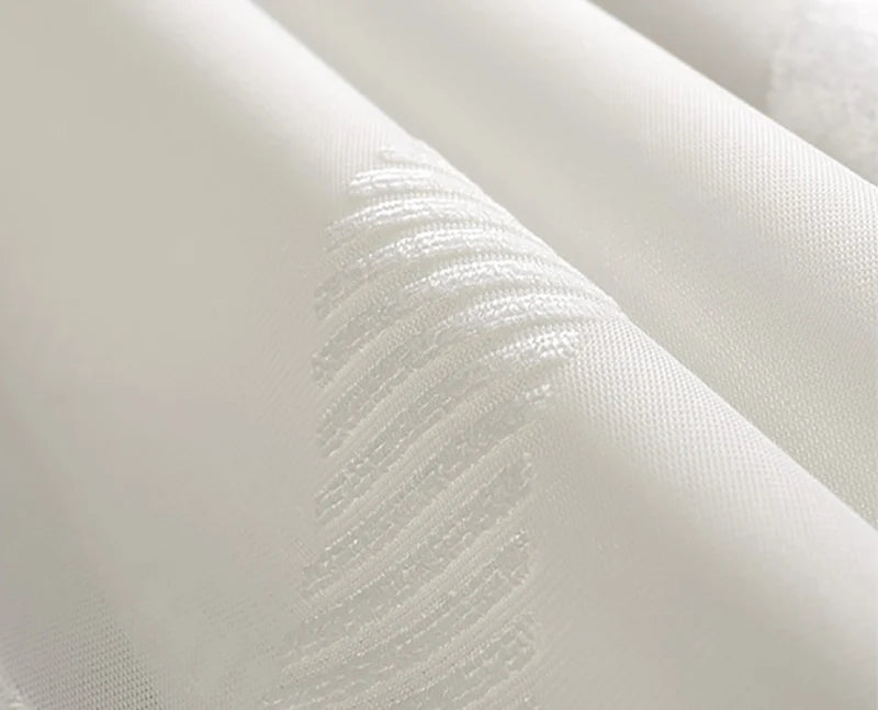 White Shiny Tulle shCurtains for Living Room Wavy Stripes Curtains Modern Solid Decoration Balcony Voile Window Treatments