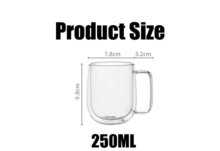 1-6PCS 80-450ML Heat Resistant Double Wall Tea Glass Cup Beer Coffee Handmade Creative Cold Beverage Transparent Drinkware Set