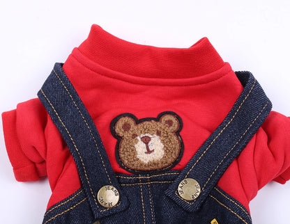 New Pet Jumpsuit Rompers Dog Hoodie Denim Coat T-Shirt Cat Puppy  Jacket Autumn/Winter Clothes Apparel