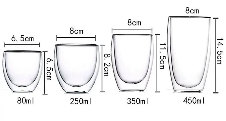 2-18PCS Double Wall High Borosilicate Glass Mug Heat Resistant Tea Milk Juice Coffee Water Cup Bar Drinkware Gift Creativity Set