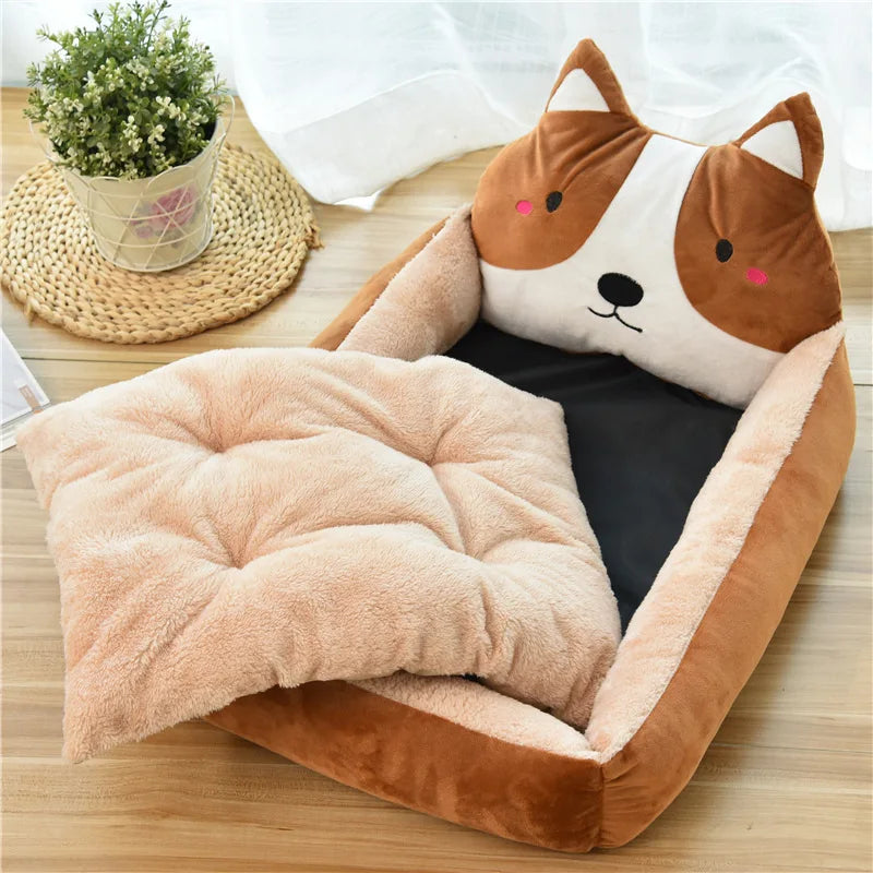 Winter Warm Puppy Cat Bed Sofa Washable Cartoon Pet Beds for Small Dogs Cats Yorkies Katten Kennels Pets Products Accessories