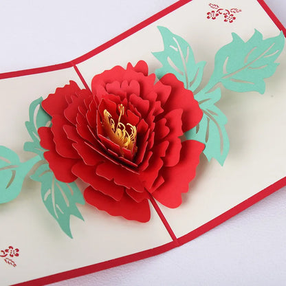 3D Pop UP Cards Valentines Day Gift Postcard with Envelope Stickers Cherry Tree Wedding & Engagement Invitation Greeting Cards