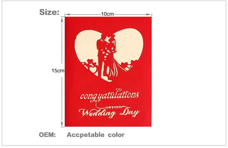 3D Pop UP Cards Valentines Day Gift Postcard with Envelope Stickers Cherry Tree Wedding & Engagement Invitation Greeting Cards