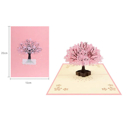 3D Pop UP Cards Valentines Day Gift Postcard with Envelope Stickers Cherry Tree Wedding & Engagement Invitation Greeting Cards