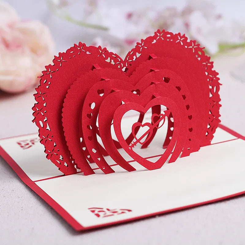 3D Pop UP Cards Valentines Day Gift Postcard with Envelope Stickers Cherry Tree Wedding & Engagement Invitation Greeting Cards