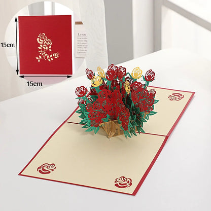 3D Pop-Up Card Flower Maple Cherry Tree Wedding Invitation Greeting Card Birthday Party Anniversary Gift Postcard With Envelopes