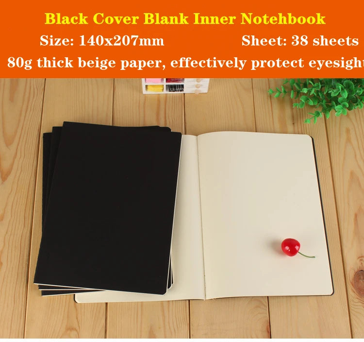 A5 Notebook 76 Pages Blank White Paper Daily Writing Planner Journal Notepad Drawing Painting Sketchbook