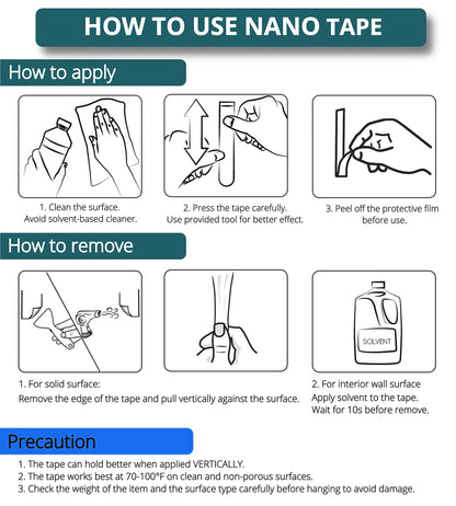 1M/2M/3/5M Nano Tape Double Sided Tape Transparent NoTrace Reusable Waterproof Adhesive Tape Cleanable Home gekkotape