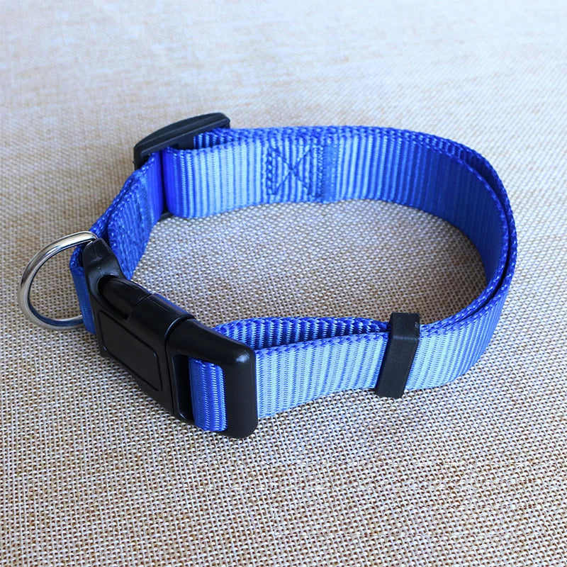 Nylon Dog Collar Adjustable Pet Collar for Small Medium Large Dogs Pitbull Pug Solid Color Dog Leash Pet Supplies