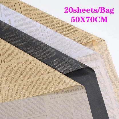 50*70cm 20sheets English Newspaper 17gsm Tissue Paper Flower Clothing Shoes Gift Packing Craft Wrapping Festive Party Supplies