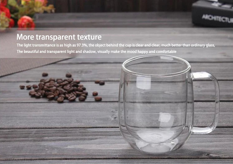 1-6PCS 80-450ML Heat Resistant Double Wall Tea Glass Cup Beer Coffee Handmade Creative Cold Beverage Transparent Drinkware Set