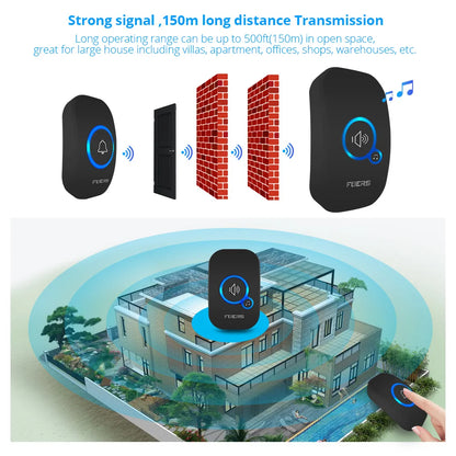 Fuers Wireless Doorbell Home Welcome Smart Door bell 150M Long Wireless Distance 32 Songs Home Welcome Chimes ringtone Colorful