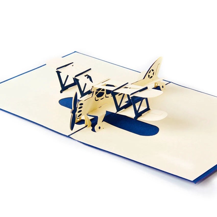 3D Pop UP Invitations Card 3D Paper Aircraft Plane Birthday Greeting Cards 3D Business Cards Postcard Boy Gift Card