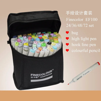 Finecolour EF100 High Quality Double-Headed Professional Sketch Drawing Art Markers for Office School Supplies Multifunction 1pc