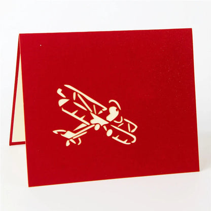 3D Pop UP Invitations Card 3D Paper Aircraft Plane Birthday Greeting Cards 3D Business Cards Postcard Boy Gift Card