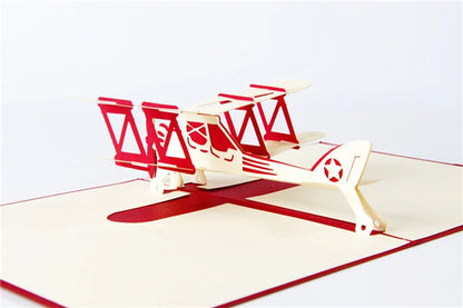 3D Pop UP Invitations Card 3D Paper Aircraft Plane Birthday Greeting Cards 3D Business Cards Postcard Boy Gift Card