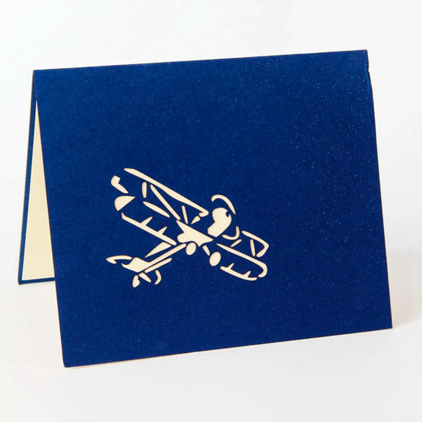 3D Pop UP Invitations Card 3D Paper Aircraft Plane Birthday Greeting Cards 3D Business Cards Postcard Boy Gift Card