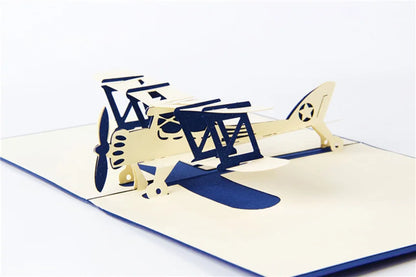 3D Pop UP Invitations Card 3D Paper Aircraft Plane Birthday Greeting Cards 3D Business Cards Postcard Boy Gift Card