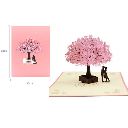 3D Pop UP Cards Valentines Day Gift Postcard with Envelope Stickers Cherry Tree Wedding & Engagement Invitation Greeting Cards