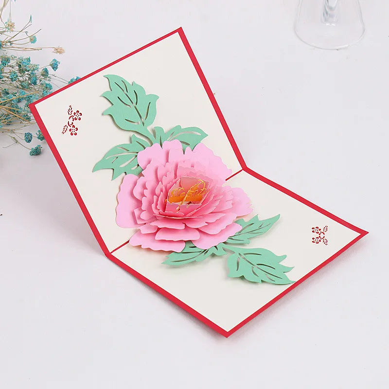 3D Pop UP Cards Valentines Day Gift Postcard with Envelope Stickers Cherry Tree Wedding & Engagement Invitation Greeting Cards