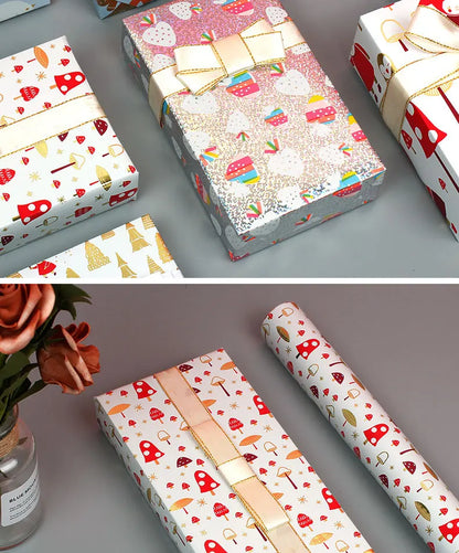 Fold 50*70cm wrapping paper Valentine Aluminum Foil Gradient Holiday gift paper Christmas gift wrapping paper