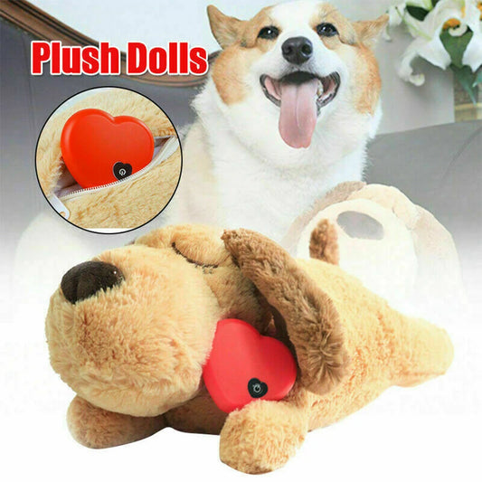 Plush Heartbeat Puppy Behavioral Training Toy Plush Pet Snuggle Anxiety Relief Sleep Aid Doll Durable Dog Chew Toys For Chewers