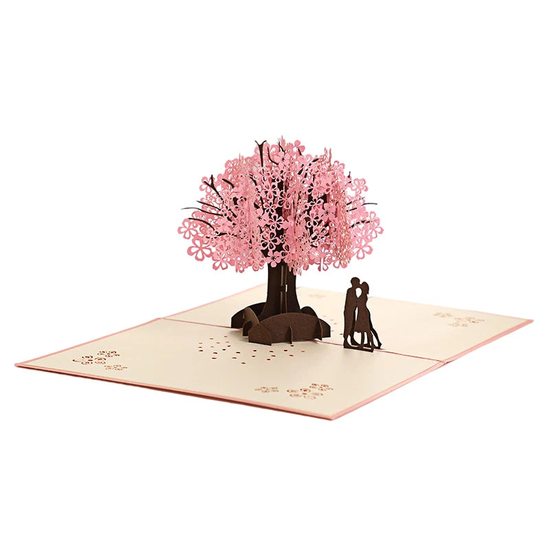 3D Pop-Up Card Flower Maple Cherry Tree Wedding Invitation Greeting Card Birthday Party Anniversary Gift Postcard With Envelopes