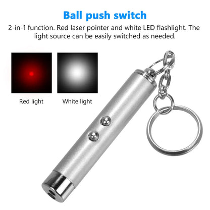 Cat Playing Pointer Pen Mini Keychain Dogs Cat Chase Torch Toy Red White LED Light Pet Animal Toys Flashlight Plaything