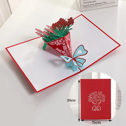 3D Pop-Up Card Flower Maple Cherry Tree Wedding Invitation Greeting Card Birthday Party Anniversary Gift Postcard With Envelopes