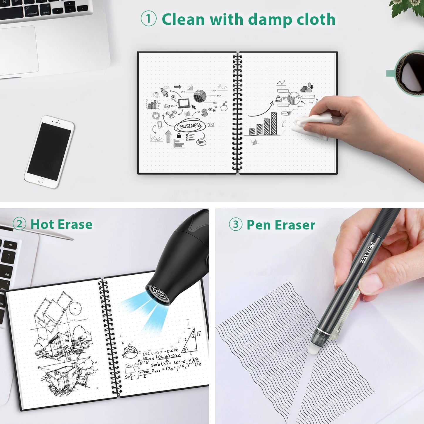 Smart Reusable Notebook A4 A5 A6 Erasable Wirebound Notebook Sketch Pads APP Storage Office Drawing Kids Gift VIP Drop Shipping