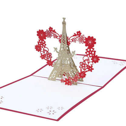 3D Pop UP Cards Valentines Day Gift Postcard with Envelope Stickers Cherry Tree Wedding & Engagement Invitation Greeting Cards