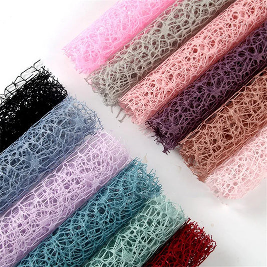 1Pcs Color Mesh Bouquet Wrapping Paper DIY Handmade Scrapbook Decorative Wedding Birthday Party Supplies Craft Decor Packaging