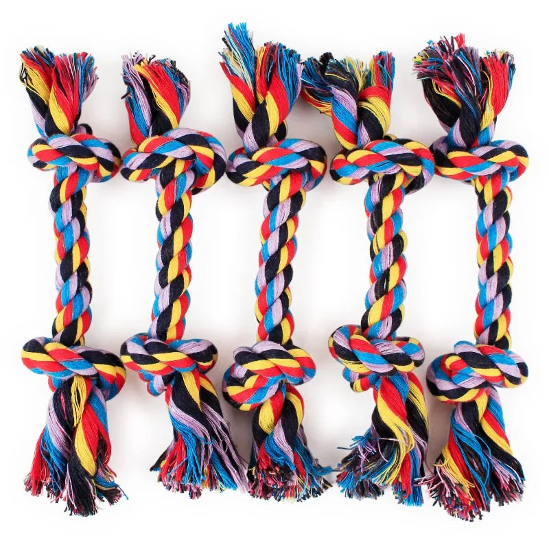 Cotton Dog Toys Puppy Chewing Toys Rope Knot Toy Durable Braided Dog Toys Dog Cleaning Teeth Braided Bone Rope Pet Products 24cm