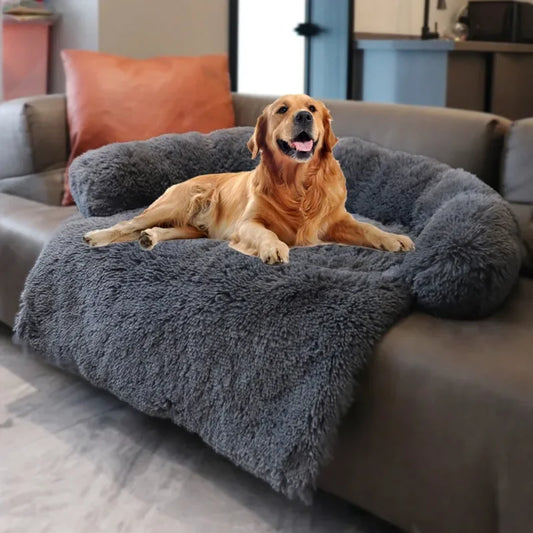 Pet Sofa Bed Removable Waterproof Upholstered Sofa Pet Long Plush Winter Warm Kennel Washable Soft Furniture Protector Mats