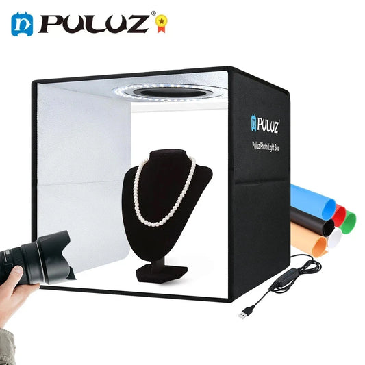 Puluz Photo Studio Box,Folding Photography Lightbox,Photo Shooting Tent Box Kit 6/12 Color Backdrop,Photo Light Box,Softbox Kit