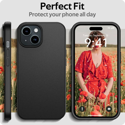 Luxury Matte Silicone Soft Case For iPhone 15 14 Plus 13 12 Mini 11 Pro XS Max X XR SE 2 3 7 8 Plus Ultra Thin Solid Black Cover