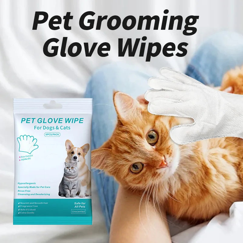 Cleaning Wipes Gloves for Dog and Cat,Pet Bathing Wipes Cleaning & Deodorizing,Dog Wipes for Body Paws Butt Daily Care,Cat Groom