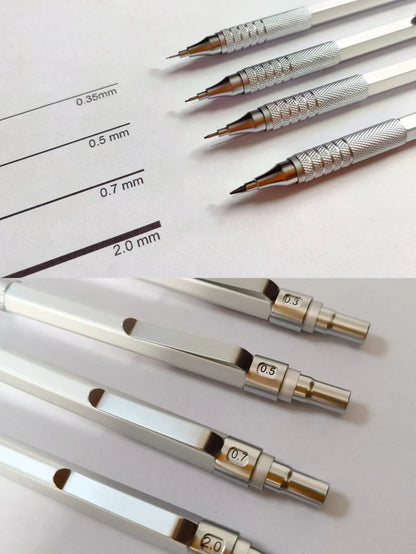 1Pc Mechanical Pencil 0.3/0.5/0.7/2.0mm Low Center of Gravity Metal Drawing Special Pencil Office School Writing Art Supplies