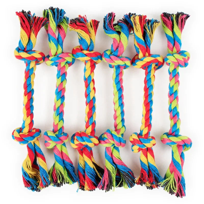 Cotton Dog Toys Puppy Chewing Toys Rope Knot Toy Durable Braided Dog Toys Dog Cleaning Teeth Braided Bone Rope Pet Products 24cm