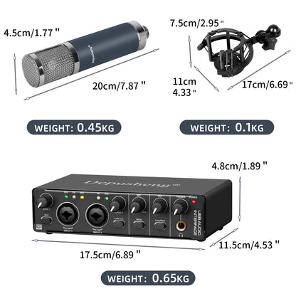 Audio Interface Depusheng MD22 Professional Sound Card with Monitoring Electric Guitar Live Recording For Studio Singing Micro