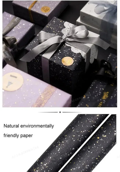 Korean Floral DIY Wrapping Paper Set - 5 Sheets, 6 Colors, Gold/Silver Sparkles, Waterproof for Bouquets & Gifts