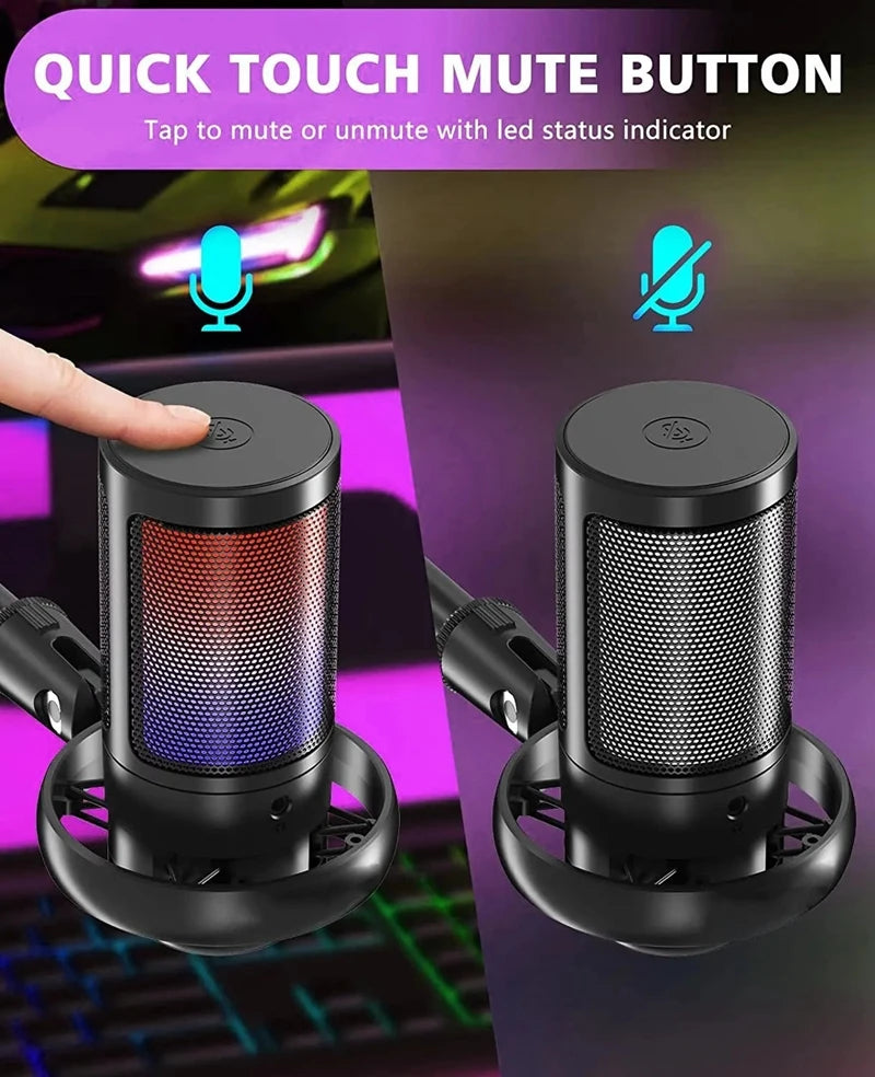 Professional Studio USB Microphone for PC Streaming Gaming YouTube Video Singing Gaming Recording PS4 RGB Anti-Spray Microfon