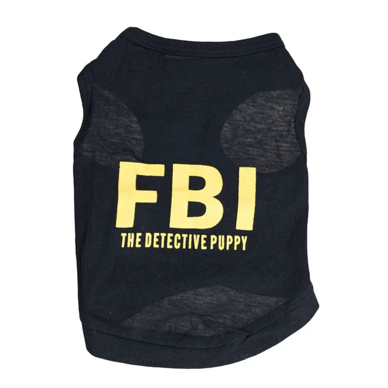 Summer Cotton Breathable Pet Dog Clothes FBI Camouflage Letter Print Small Dogs Vest T shirt XS-L Puppy Police Vests Clothing