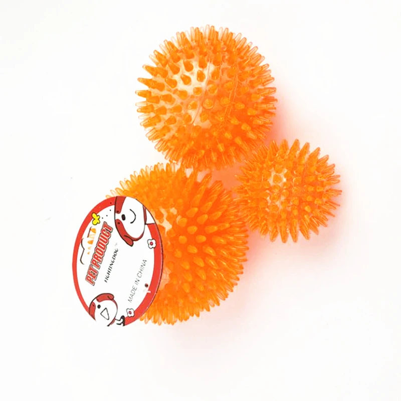 Pet Dog Toys Cat Puppy Sounding Toy Polka Squeaky Tooth Cleaning Ball TPR Training Pet Teeth Chewing Toy Thorn Balls Accessories