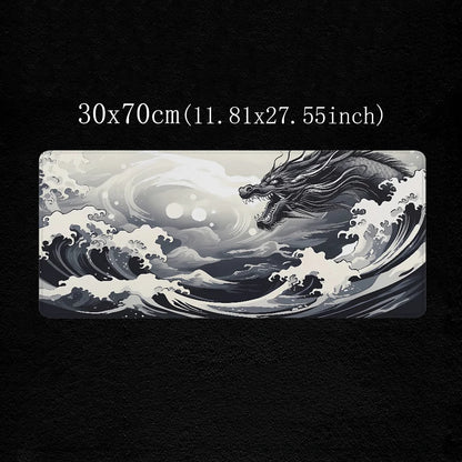 WHITE JAPANESE DRAGON Mousepad 900x400 Extended Pad Gaming Mat Pc Gamer Desk Accessories Office Desktops Mouse Mats Keyboard Xxl