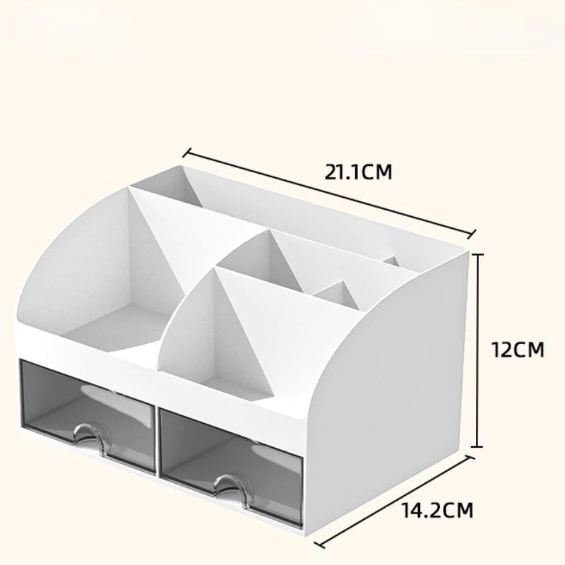 Clear Desktop Storage Box with Small Drawers for Office Supplies and Stationery Organization